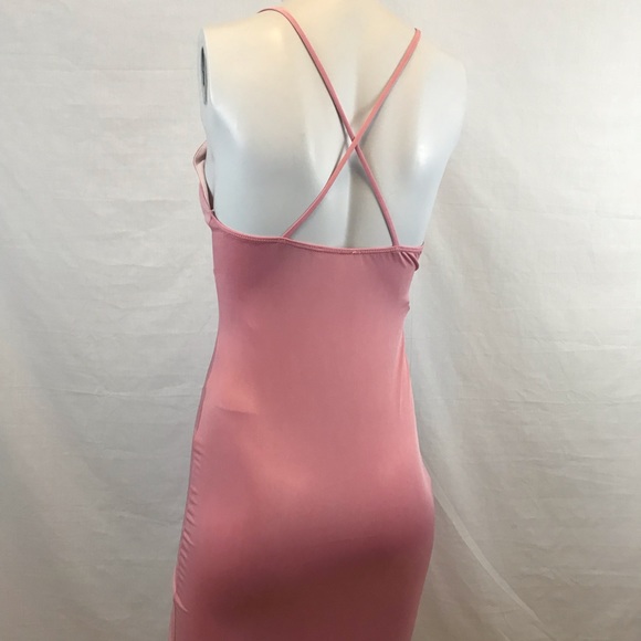 2/$40 Pink Side Slit Midi Dress - Picture 6 of 7
